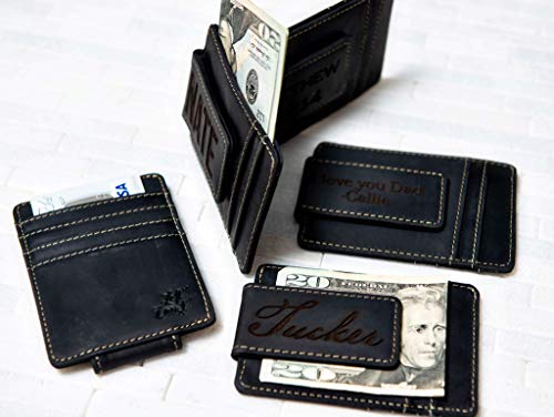 Personalized Leather Magnetic Money Clip The Sanibel by Left Coast Original