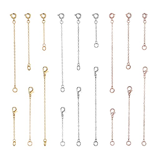 Image of Softones 12-18Pcs Ankle Bracelets Extenders-Extension for Womens Jewelry(1 2 3 Inch),with Lobster Clasp and O-Clasp from Gold Silver Rose Gold