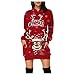 Weihnachtskleid Damen Vintage Langarm Party Kleider Weihnachts Kostüm Lusting Ugly Elch Drucken Langarmshirt Hoodie Sexy Elegants Winterkleid Herbst Winter Shirts Festliche Geschenk Kleid Pyjamakleid