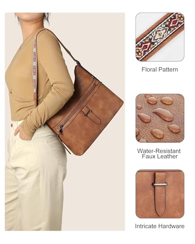 FADEON Womens Purses and Handbags, Designer Leather Crossbody Bags, Ladies Hobo Shoulder Bag with 2 Adjustable Strap3