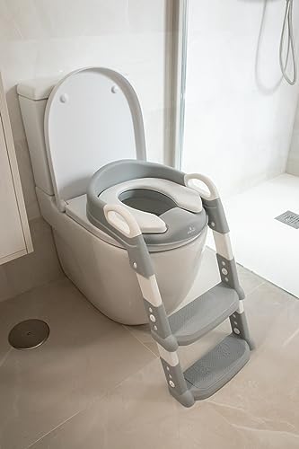 Miniatura 5 de Toral Adaptador Wc Niños Con Escalera. Adaptador Para Inodoro Plegable, Altura Ajustable Con Asiento Acolchado. Reductor Wc Niños Con Asas Y Base Antideslizante