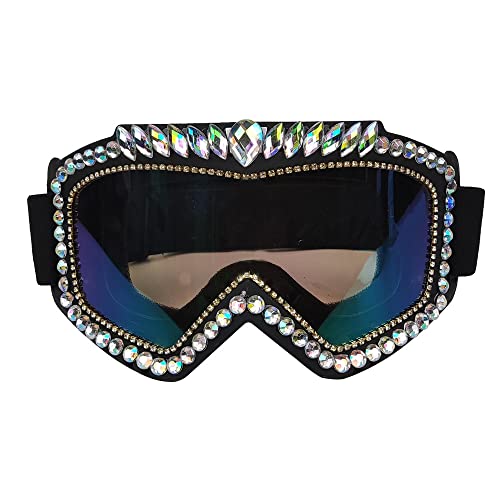 Fashion Oversized Colorful Diamond Sunglasses Women Luxury Rhinestone Sunglasses Goggles bling One Piece Eyeglasses