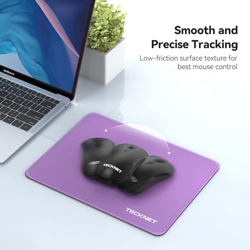 Image of TECKNET Mouse Pad with Anti-fray Stitchin, Waterproof Surface & Non-Slip Rubber Base with Stitched Edges Gaming Mouse Mat for Laptop,Compatible with Laser and Optical Mice - Purple