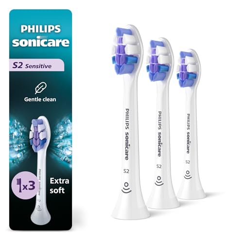 Philips Sonicare S2 Sensitive - Genuine Replacement Electric Toothbrush Heads White 3 Pack HX6053/77