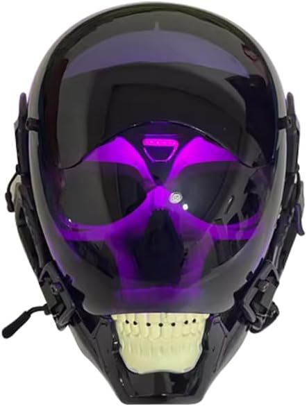 Future Punk LED Mecha Skull Head Mask with Face Shield, Adjustable Cosplay Prop for Halloween, Cosplay & Parties Future Punk LED Mecha Skull Head Mask with Face Shield, Adjustable Cosplay Prop for Halloween, Cosplay & Parties