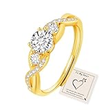 YOEE Gold Rings for Women Girls, Adjustable Twisted Eternity Promise Ring, Gold Wedding Rings Diamond Ring Women with Cubic Zirconia Birthday Gifts