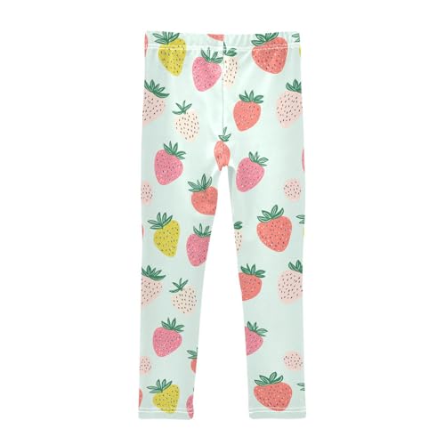 Wusikd Colorful Strawberries Girls' Leggings Toddler Doodles Kids Yoga Pants Dance Active Tights 4T2