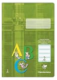 Clairefontaine 331052C - Packung mit 25 Schulheften DIN A4, 16 Blatt, 90g, grüne Lineatur 2 liniert für 2. Schuljahr, Khaki, 1 Pack