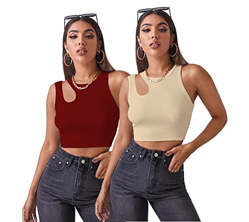 Image of Shasmi Women Crop Top, Ribbed, Stylish Tank Top, Soft and Comfy Fabric has Some Stretch