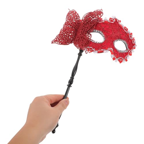 Masque vénitien haut de gamme rouge et orné pour événements spéciaux