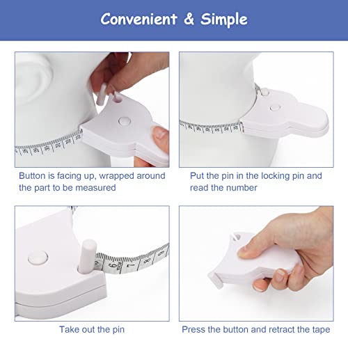 60 Inch Automatic Telescopic Tape Measure, Catcan Portable Hand Held Retractable Double Scales Measuring Tape For Body Measurements & Sewing (White) #TOP4