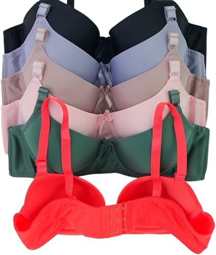 Image of ToBeInStyle Women's Pack of 6 Padded Assorted Styles Supportive Bras Cup Size - A to DDD