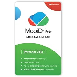 MobiDrive | 2T Personal Cloud Storage | Store, Sync, Secure and Share your Files | 1 User / 1 Year