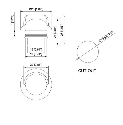 LED Convenience Courtesy or License Plate Light - Mini Round Hooded LED - 3/4" Diameter - Waterproof, Compact 12VDC Fixture Truck, Auto, RV, Aircraft lighting
