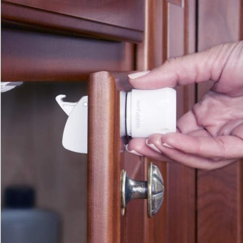 Toddleroo by North States - Magnetic Cabinet Locks for Baby Proofing: Child Proof Cabinet & Drawer Locks - White, 4 Count (Pack of 6)