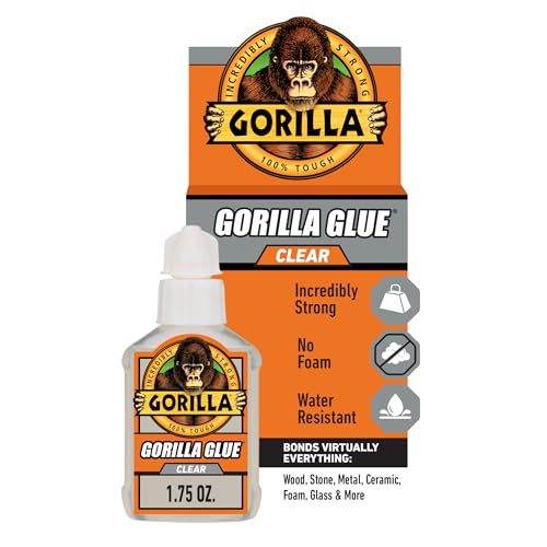 Gorilla Clear Glue, 1.75 Ounce Bottle (Pack of 1) - Crystal Clear, All Purpose, and Water Resistant