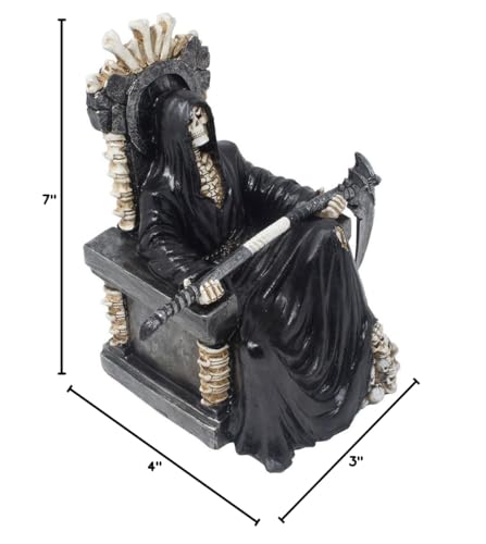 Estatua Grim Reaper en Trono con Guadaña para Decoración Halloween miniatura 5