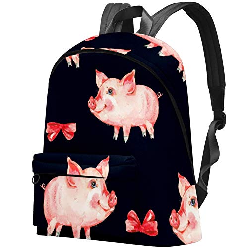 Mochila Casual TIZORAX para Mujer con Lazo de Cerdo y Mariposa en Negro Mochilas Escolares