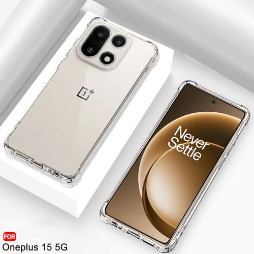 Image of TheGiftKart Crystal Clear Back Cover Case for OnePlus 15 5G | Raised Bumps for Camera & Screen Protection | Ultra Clear Soft Silicone Back Cover Case for OnePlus 15 5G (TPU, Transparent)