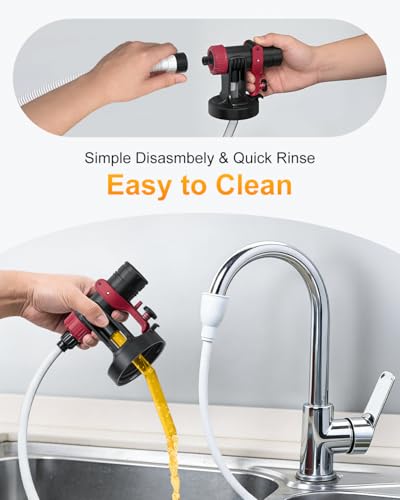 Image of Paint Sprayer, HVLP Spray Gun with Cleaning & Blowing Joints, 4 Nozzle Sizes & 3 Spray Patterns, Easy to Clean, for Furniture, Cabinets, Decks, Walls, Doors, DIY Projects, etc.