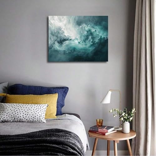 Impressions sur toile nuage bleu et texture de marbre classique art abstrait 50x70cm - 4
