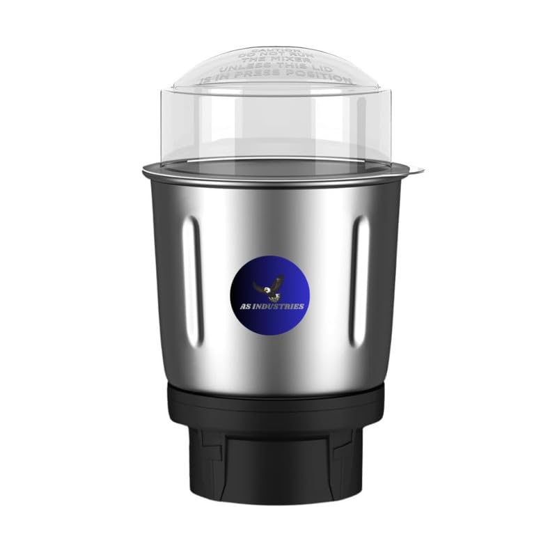 Image of AS INDUSTRIES Mixer Grinder Blender Jar Stainless Steel Mini Chutney Container without Transparent Clip Lid Strong Coupler Ideal Kitchen Accessory for Dry Wet Mixture Dosa Batter 500 Ml