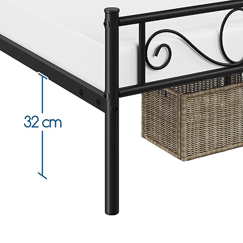 Yaheetech Bettrahmen 90 x 200 cm Metallbett mit Lattenrost Einzelbett/Doppelbett Gästebett Jugendbett mit Kopfteil für Schlafzimmer Gästezimmer Schwarz