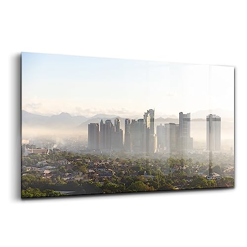 Image verre colore salon moderne deco murale lumineuse Wallfluent