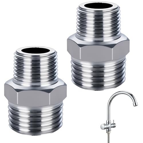 2-Pack Stainless Steel Shower Hose Adapters, 1/2" Male to 3/