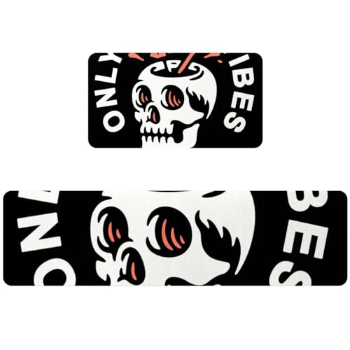 Alfombrillas de cocina de calavera de coco, pack de 2 alfombras absorbentes 2