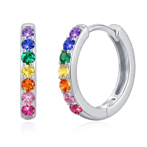Créoles arc-en-ciel enfant argent 925 et zircone pour illuminer son look