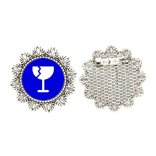Broche de plata con flor cuadrada azul joyería mediana para mujer y solapa de chaqueta