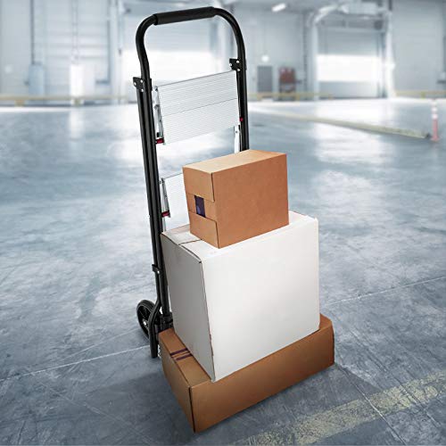 OrangeA Step Ladder Folding Cart Dolly 175LBS Hand Truck with Two Wheels (2 in 1 Ladder)