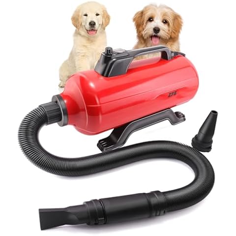 ZFE Dog Pet Dryer, 3000W High Velocity Pet Dryer Adjustable Speed Dog Grooming Blower Double Motor, Pet Grooming Hair Drying(4HP), Hot Air Dog Hair Dryer Blower with 2 Nozzle Cover