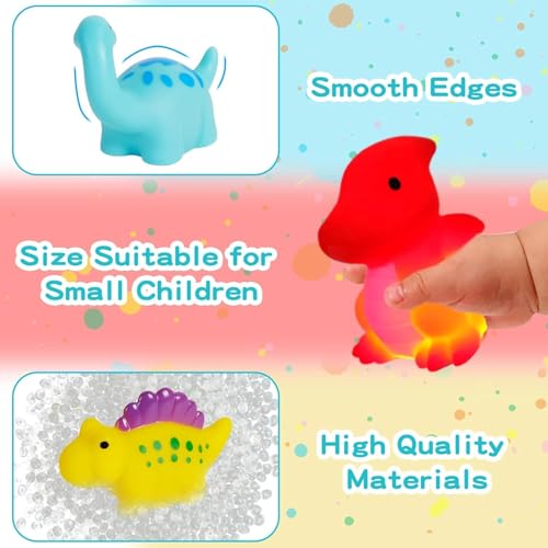 Image of Happy Hues Light up Dino Bath Toys for Babies &Toddlers- Mold-Free Wall Mount Waterfall Bath Toys (Light up-6pcs)