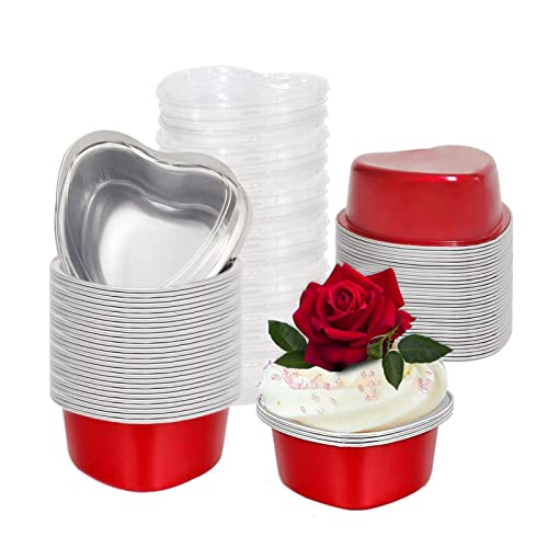 Cupcake Shaped Cake Pan. 50Pcs Heart Cake Pan,Mini Cake Pan Cupcake Cup