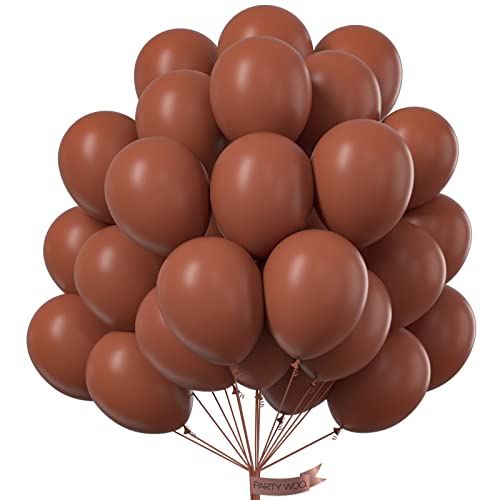 Image of PartyWoo Brown Balloons 51 pcs 12 Inch Dark Brown Boho Neutral Coffee Latex Helium Balloons for Wedding Baby Shower Gender Reveal Graduation Safari Woodland Birthday Party Decorations Brown-F08