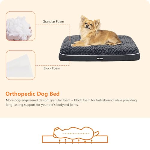 HMTOPE Orthopädisches Hundebett, Hundematte im Doppelstock-Design, Waschbar Hundekissen, Abnehmbar Hundekorb, 76 cm für Kleine Hunde, Dunkelgrau