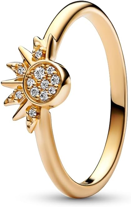 Celestial Sparkling Sun Ring Shine 14k Gold-Plated Ring for Women with Cubic Zirconia - Layering or Stackable Ring - Gift for Her - With Gift Box