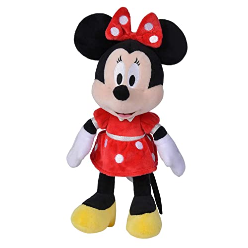 Simba Toys - Peluche Disney Minnie Mouse con Vestido Rojo, Material Suave y Agradable, 100%...