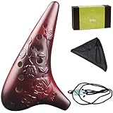 ZYCSKTL Adult Beginner 12 Hole Alto C Clay Ocarina, Natural Smoked Submarine Type Playing Instrument