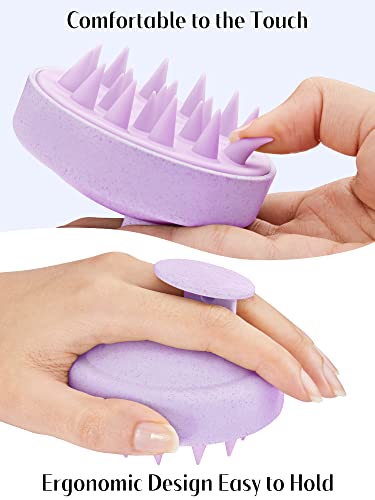Image of HEETA Scalp Massager Hair Growth, Soft Silicone Scalp Scrubber Shampoo Brush for Exfoliation, Dandruff Removal & Head Massage Stress Relax, Wet & Dry Use for Thick, Thin Hair Care, Wheat Straw Purple