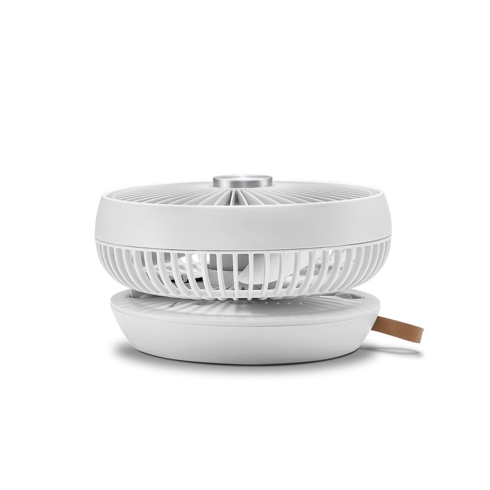 TROTEC TVE 2 W mini ventilatore da tavolo a batteria, 25 W, bianco | 2 velocità, rotazione 360°, compatto per ufficio, camera da letto, campeggio, viaggio e casa