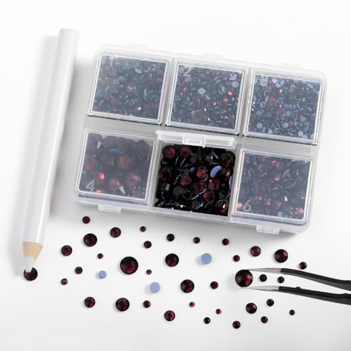 Image of BEADSLAND Hotfix Rhinestones, 4000 PCS Purple Rhinestones for Clothes Crafts Mixed 6 Sizes with Wax Pencil and Tweezers Kit, SS6-SS30, Amethyst