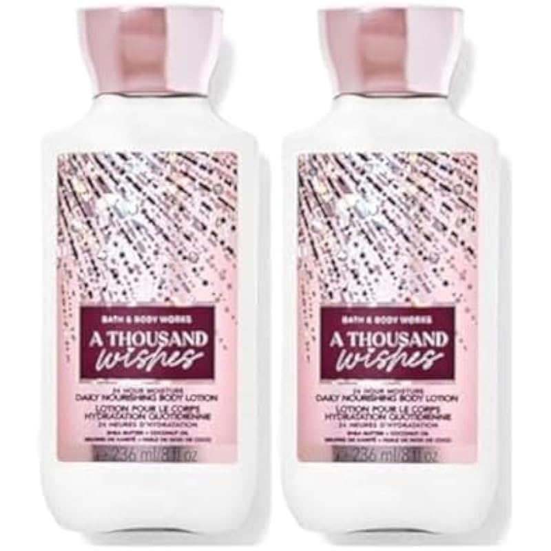 Bath and Body Works A Thousand Wishes Super Smooth Body Lotion Sets Gift For Women 8 Oz -2 Pack (A Thousand Wishes)