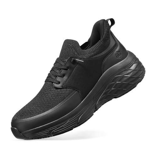 Image of NINGO Waterproof Work Shoes for Men, Non Slip Food Service Chef Shoes Easy Slip On, Comfortable Breathable Slip Resistant Walking Sneakers, Lightweight Shock Absorbing Midsole for Kitchen Restaurant