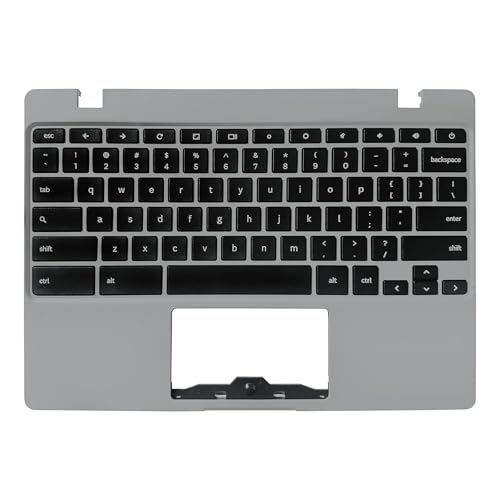 Rinbers Laptop Palmrest Upper Case Top Cover with US Keyboard Assembly Replacement for Samsung Chromebook 4 XE310XBA XE310XBA-K02 BA98-02175A - Gray