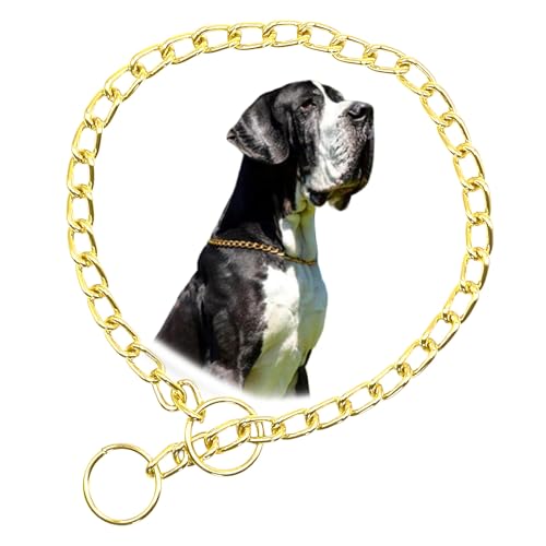 Image of Gold Choke Chain for Dogs Metal Slip Link Choker Puppy Collars S | Chain Dog Collar, Metal, Silver Plating, Waterproof, For Small Medium Large Dogs, Can use for traning, No adjustable, D2.5mm