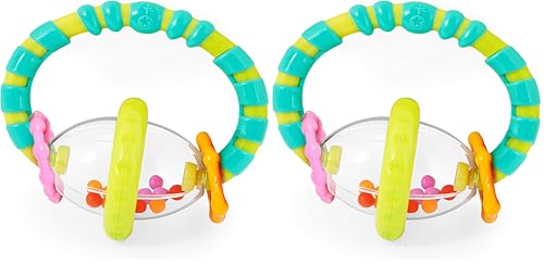 Bright Starts Grab & Spin Baby Rattle & BPA-Free Teether