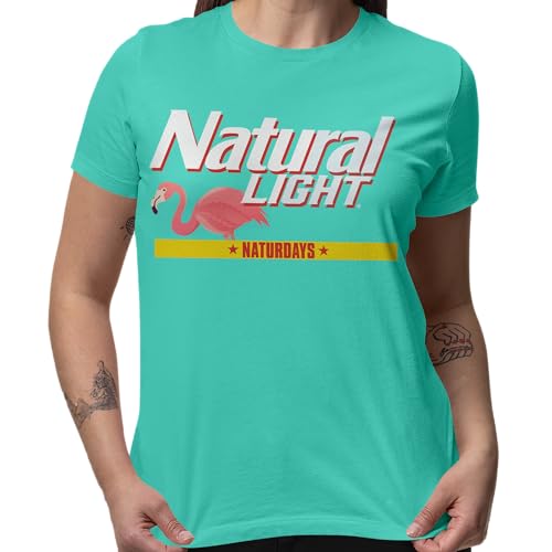 Natty Light Flamingo Naturdays Men\'s and Women\'s Short Sleeve T-Shirt (Cool Mint Blue, Medium)